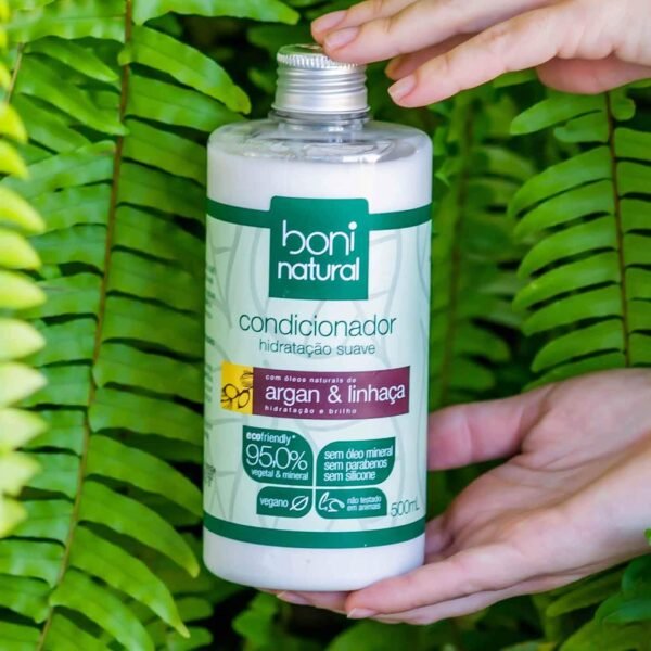 Condicionador Vegano e Natural, Argan e Linhaça, Boni Natural, Cabelos Macios e Saudáveis, Boni Natural, Branco - Imagem 4