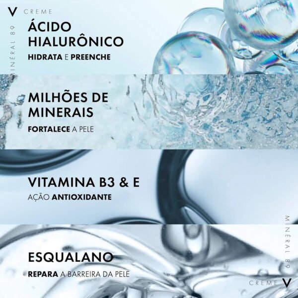 Vichy Minéral 89, Creme Hidratante Fortalecedor Facial com Acido Hialuronico, Esqualano, Vitamina B3 e Minerais, 40ml - Imagem 6