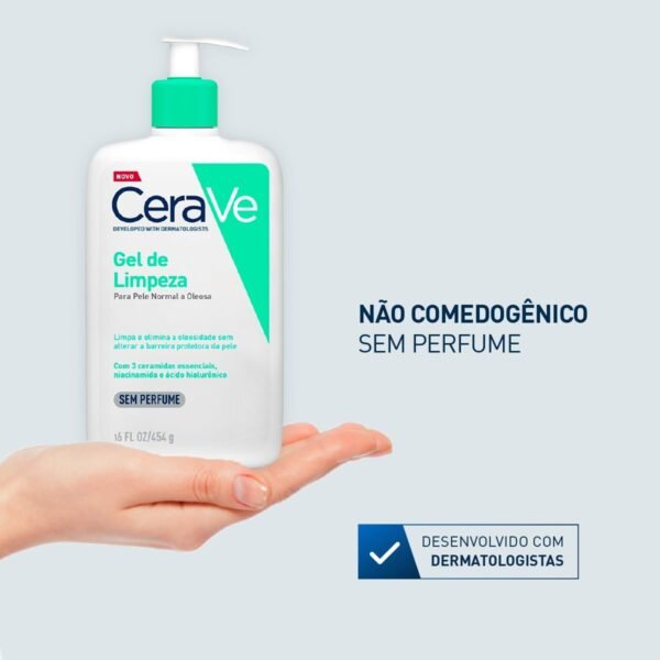 CeraVe, Gel de Limpeza Facial para pele oleosa, com Ácido Hialurônico e Niacinamida - Imagem 3