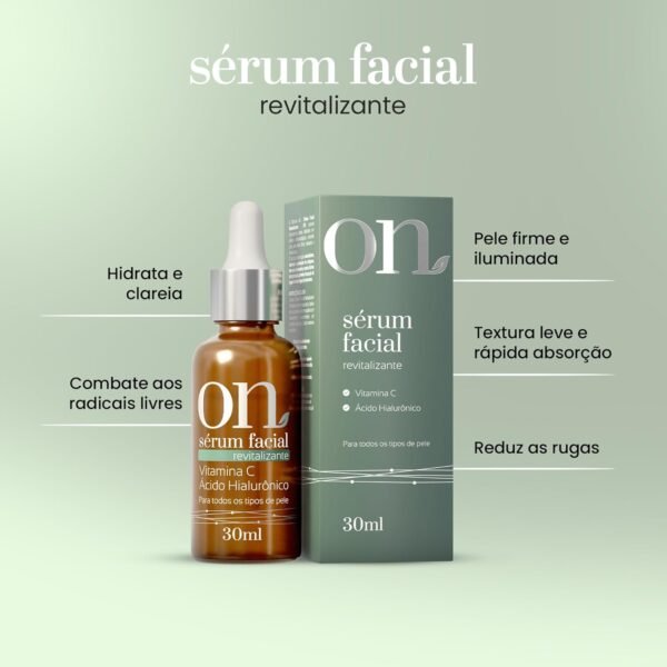 ON - Kit Sérum Facial com 2 unidades com Vitamina C e Ácido Hialurônico + Sérum com Niacinamida - Skincare Facial - Cuidados com a Pele - Imagem 3