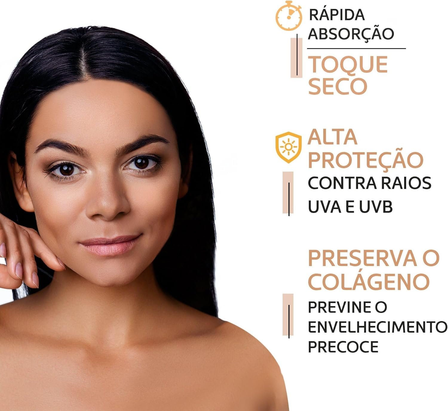 MANTECORP - Protetor Solar Facial Episol Color FPS 70 - Efeito Base, Alta Proteção UVA e UVB, Toque Seco, Rápida Absorção - Tom 4 Médio Escuro - 40ml - Imagem 4