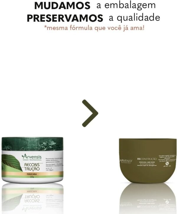 Máscara Capilar Reconstrutora p/Cabelo Danificado Natural Vegana 250g Arvensis - Imagem 2