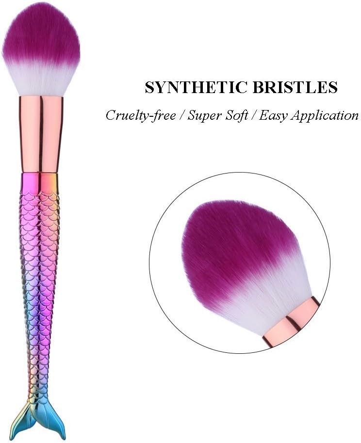 Conjunto de 10 pincéis de maquiagem de sereia, cosméticos coloridos, base Kabuki, blush, corretivo, sombra, pó, pincel, kit de pincéis de maquiagem premium cerdas sintéticas 3 Conjunto de 10 pincéis de maquiagem de sereia, cosméticos coloridos, base Kabuki, blush, corretivo, sombra, pó, pincel, kit de pincéis de maquiagem premium cerdas sintéticas - Imagem 3