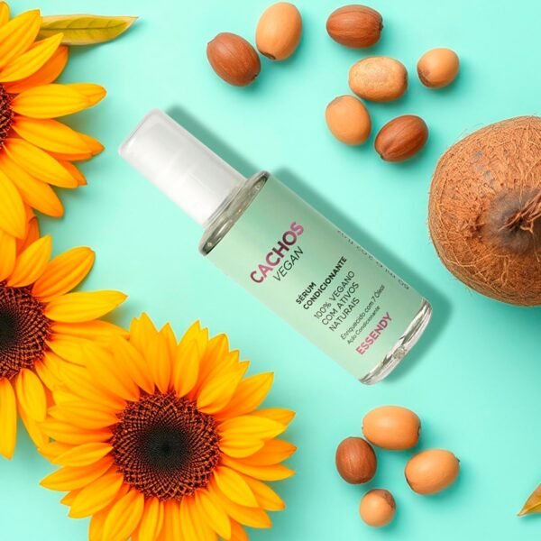 Sérum Condicionante Cachos Vegan Essendy 60ml - Nutre e Hidrata com 7 Óleos Naturais, Controle de Frizz, 100% Vegano - Imagem 5