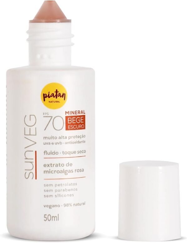 Protetor Solar Sunveg FPS 70 Mineral Bege Escuro 50ml Piatan Natural - Imagem 3
