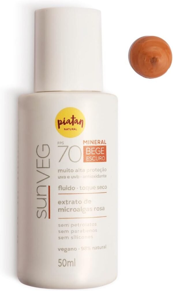 Protetor Solar Sunveg FPS 70 Mineral Bege Escuro 50ml Piatan Natural - Imagem 4