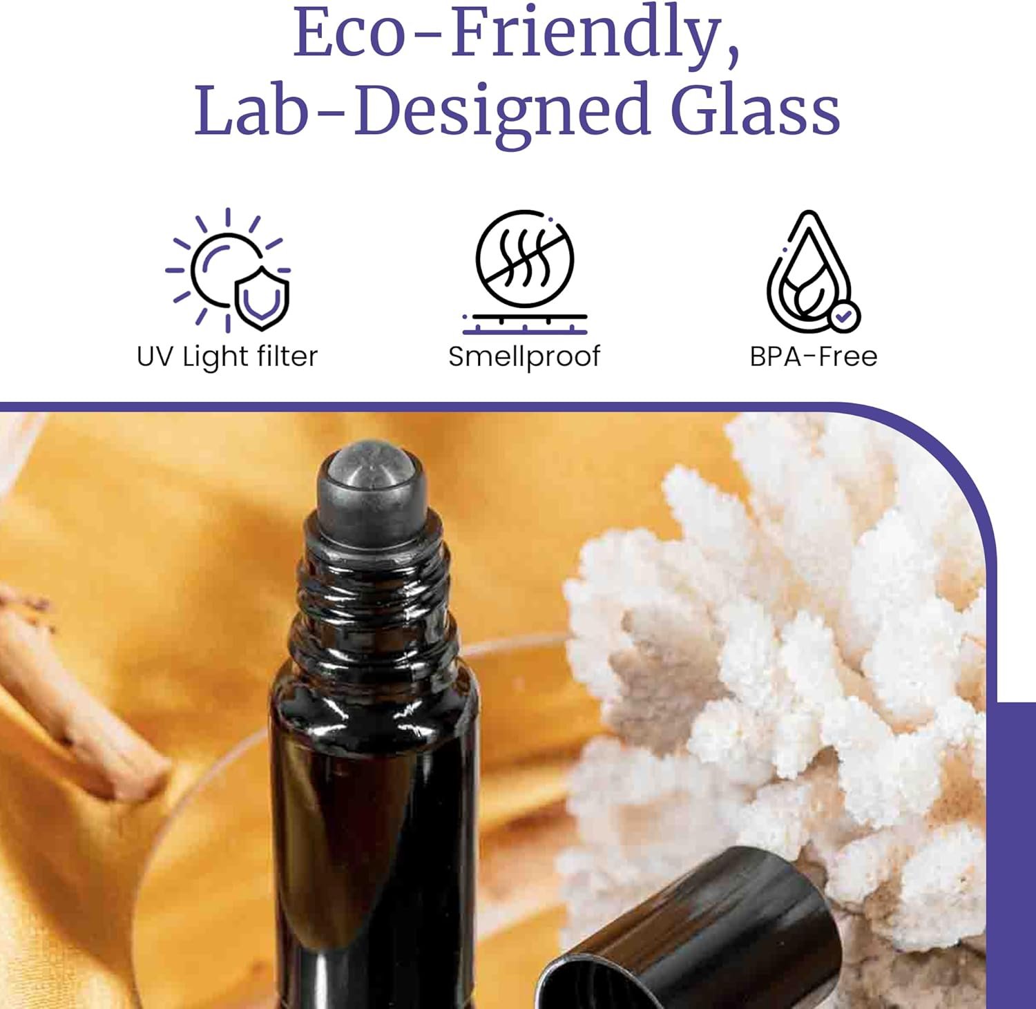 Infinity Jars Garrafa de vidro ultravioleta preta de 15 ml com ponta de rolo de vidro para óleo essencial, garrafas redondas herméticas, recipientes de cosméticos com tampa preta 7 Infinity Jars Garrafa de vidro ultravioleta preta de 15 ml com ponta de rolo de vidro para óleo essencial, garrafas redondas herméticas, recipientes de cosméticos com tampa preta - Imagem 7