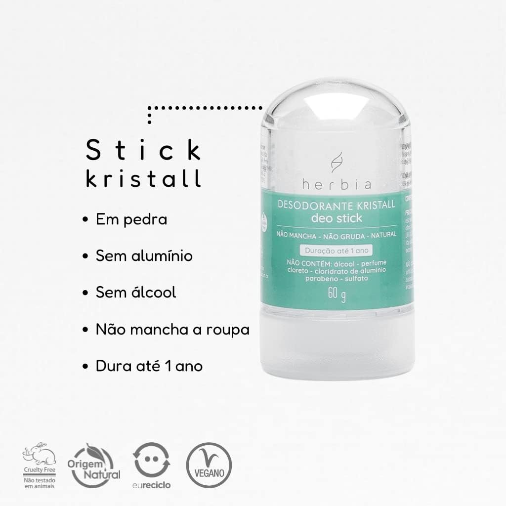 Desodorante Kristall Deo Stick 60G Natural E Vegano Herbia 2 Desodorante Kristall Deo Stick 60G Natural E Vegano Herbia - Imagem 2
