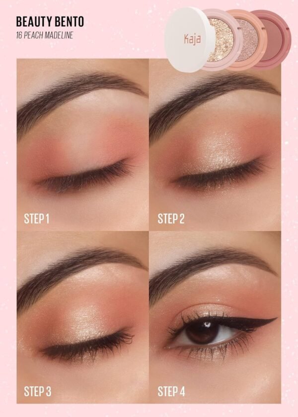 Kaja Coleção Beauty Bento - Trio de sombras Bouncy | 16 Peach Madeline | Tom pêssego nude | Vegan, sem crueldade - Imagem 6
