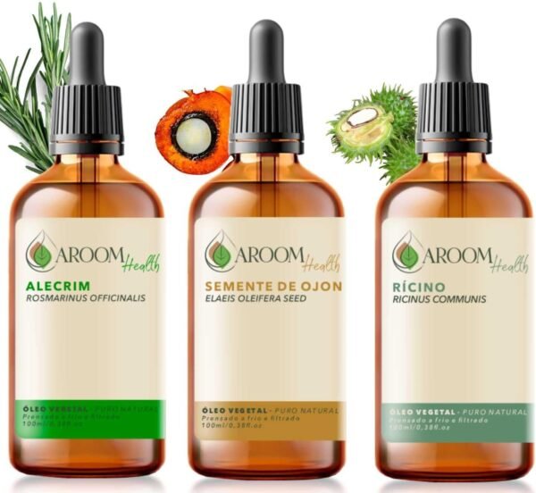 Kit Terapia Capilar - Óleos vegetais Alecrim, semente de Ojon e Rícino- 100 ML Cada - Imagem 4
