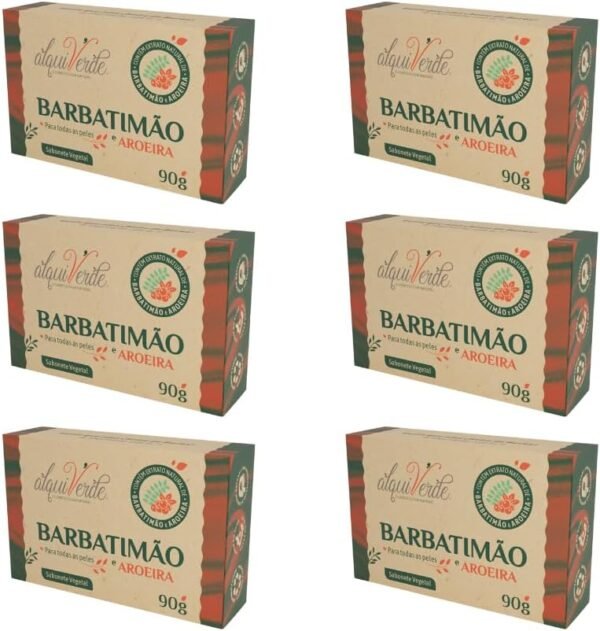 Kit com 6 Sabonetes Vegetal Alquiverde de Barbatimão com Aroeira 90g - Imagem 3