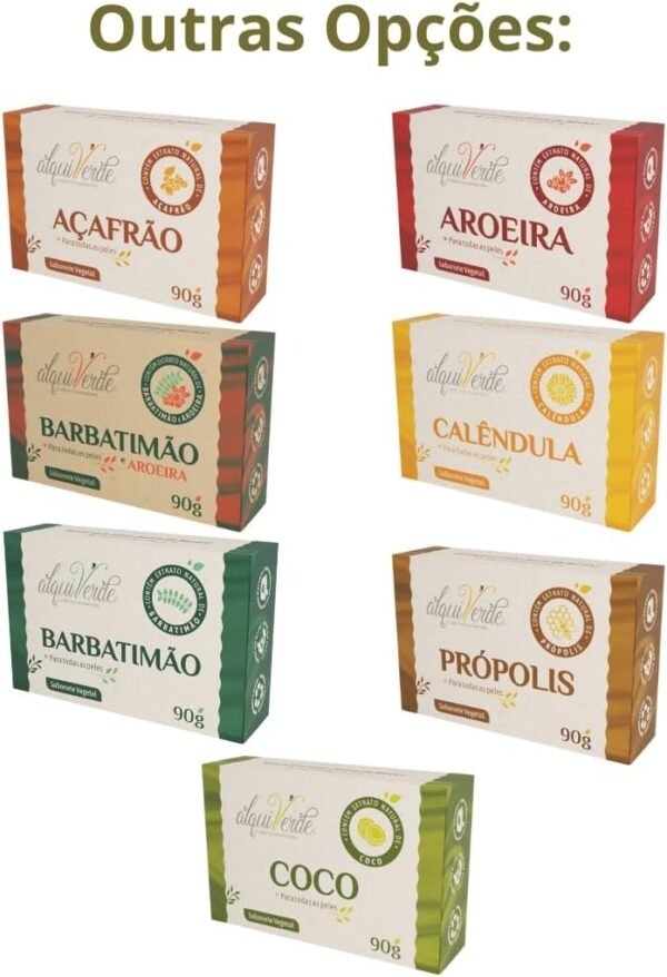 Kit com 6 Sabonetes Vegetal Alquiverde de Barbatimão com Aroeira 90g - Imagem 5