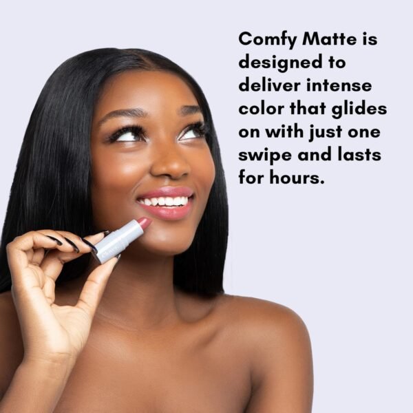 Clover Comfy Matte Lipstick Cruelty-Free & Vegan Lip Makeup, Petal - Imagem 7