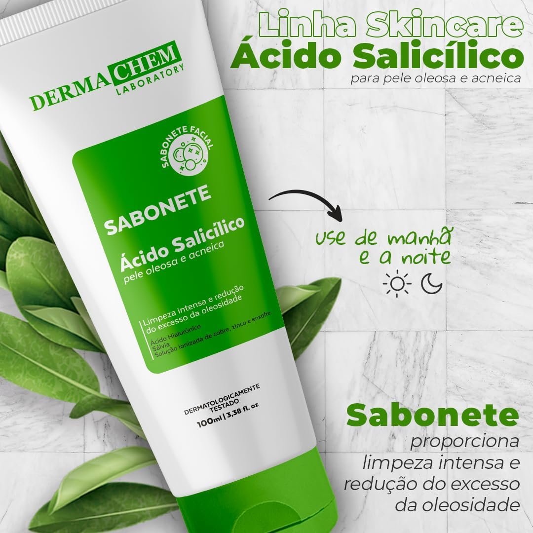 Kit Skincare Anti Acne e Oleosidade Sabonete + Esfoliante + Gel Hidratante + Serum Efeito Secativo Dermachem 3 Kit Skincare Anti Acne e Oleosidade Sabonete + Esfoliante + Gel Hidratante + Serum Efeito Secativo Dermachem - Imagem 3