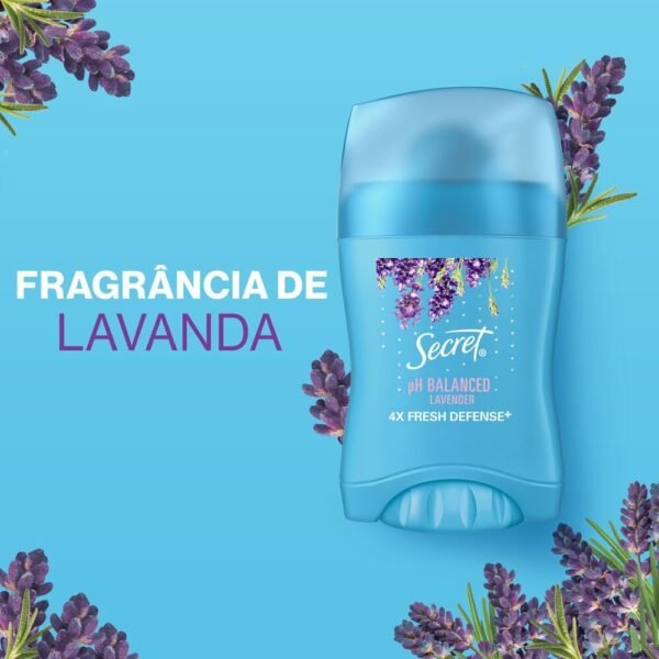 Desodorante Antitranspirante em Barra Secret Aroma de Lavanda com pH Balanceado 45g - Imagem 3