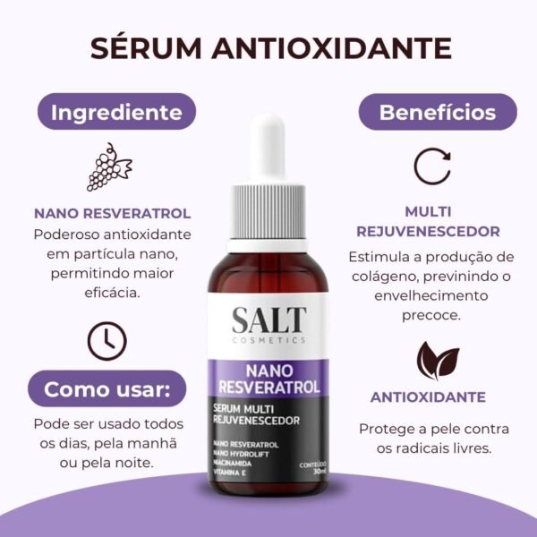 Sérum 12% Nano Resveratrol + 6% Niacinamida + 7% Nano Hydrolift + 5% Vitamina E - Salt Cosmetics - Imagem 3