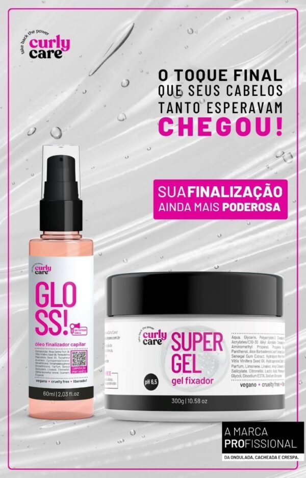 Curly Care, Kit Spume, High, Be Strong, Super Gel e Gloss Óleo Curly Care - Imagem 3