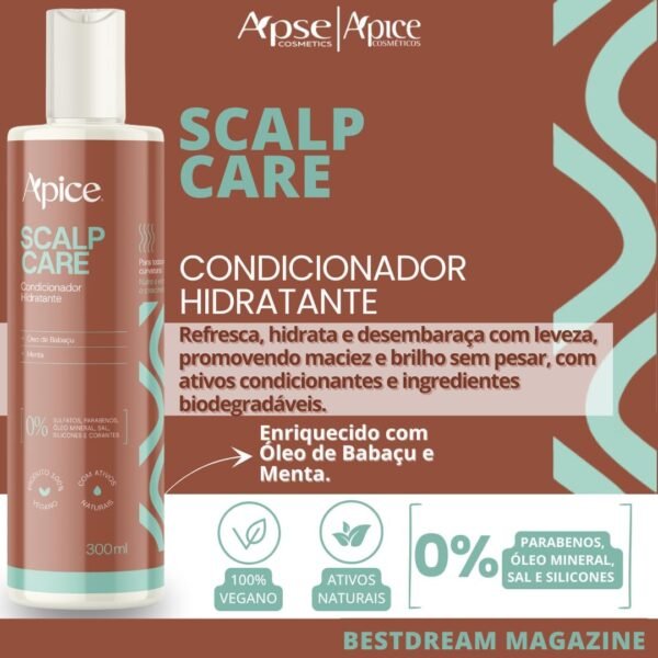 Kit Shampoo + Condicionador + Mascara + Esfoliante Scalp Care Apice Tratamento Estimulante Vegano - Imagem 3
