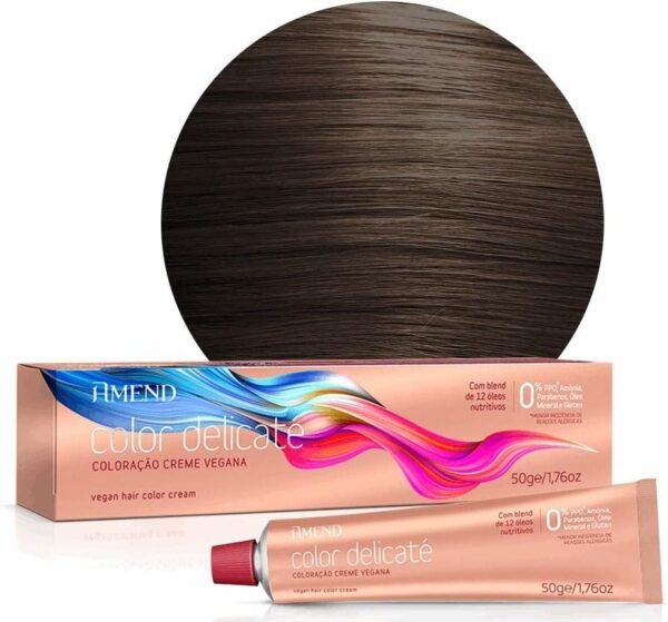 Coloração Amend Color Delicaté, 50g, Livre De Gluten, Parabenos E Óleo Mineral, Livre De Ppd* E Amônia, Hipoalergênica E Demartologicamente Testada, Proteção Contra O Ressecamento, Nutrição Avançada E Controle Do Frizz (7.1 Louro Médio Acinzentado)