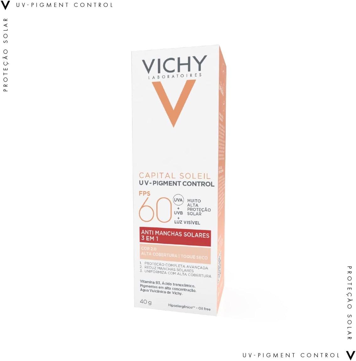 Vichy, Pigment Control, Protetor Solar Facial anti manchas com Alta cobertura, Vitamina B3, Ácido Tranexâmico, FPS60, 40g 3 Vichy, Pigment Control, Protetor Solar Facial anti manchas com Alta cobertura, Vitamina B3, Ácido Tranexâmico, FPS60, 40g - Imagem 3