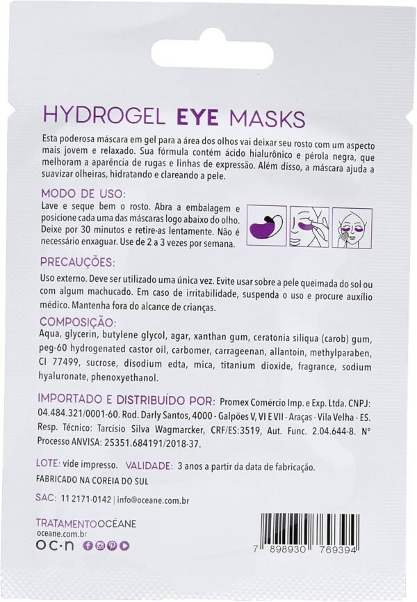 Océane Máscaras para Olhos com Ácido Hialurônico - Hydrogel Eye Masks 2un - Imagem 3