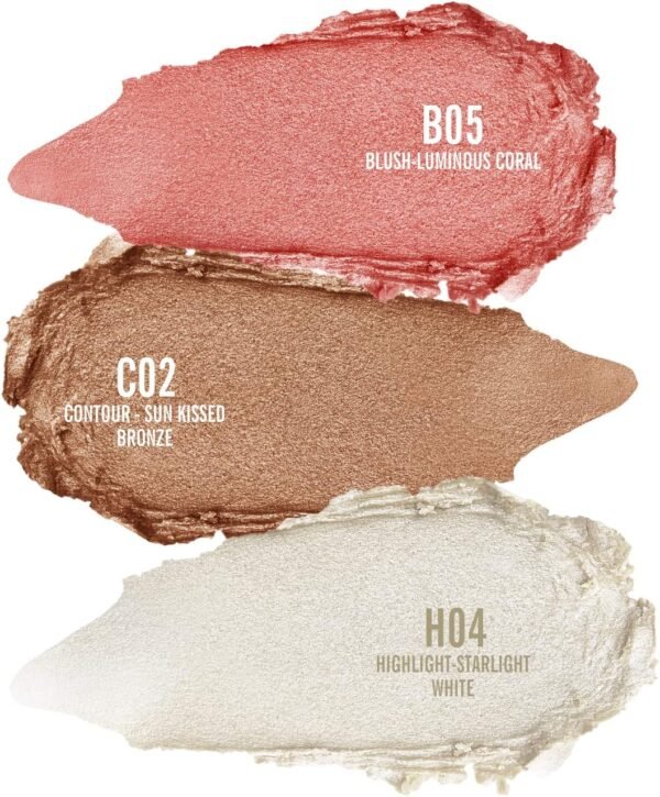 KIMUSE Maquiagem Facial Trio Multi Stick, Bastão de Blush Em Creme para Bochechas e Lábios, Bastão de Contorno e Bastões de Maquiagem Iluminador para Toda A Pele - Imagem 3