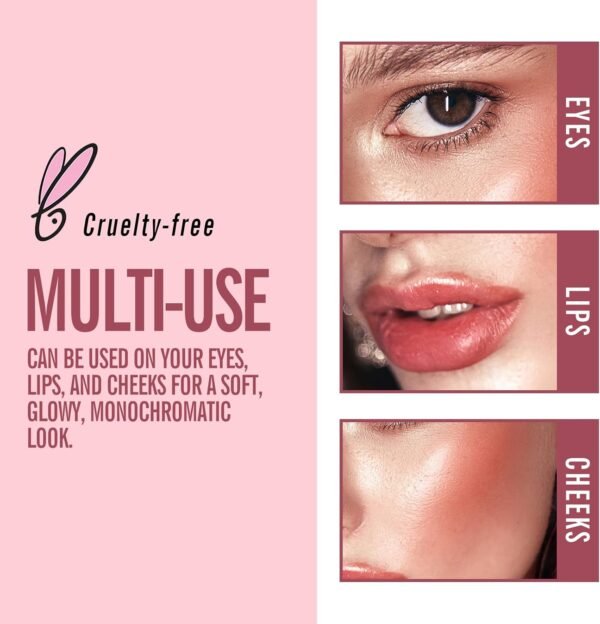 KIMUSE Maquiagem Facial Trio Multi Stick, Bastão de Blush Em Creme para Bochechas e Lábios, Bastão de Contorno e Bastões de Maquiagem Iluminador para Toda A Pele - Imagem 4