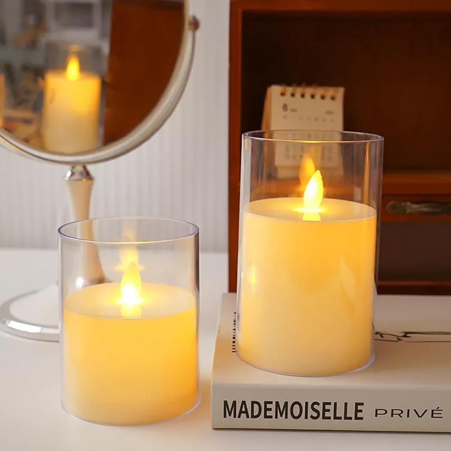 BEMMY Kit 3 Velas De Led Eletrônica Transparente 7.5 * 10/12.5/15cm, Vela Eletrônica Realista Para Decoração De Festas De Casamento Em Casa，Baterias Não Incluídas - Imagem 7