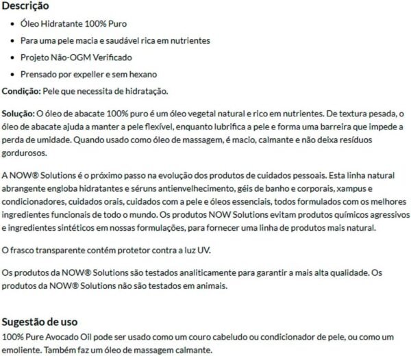 NOW Foods Óleo de Abacate 118 ml Puro Importado - Imagem 2