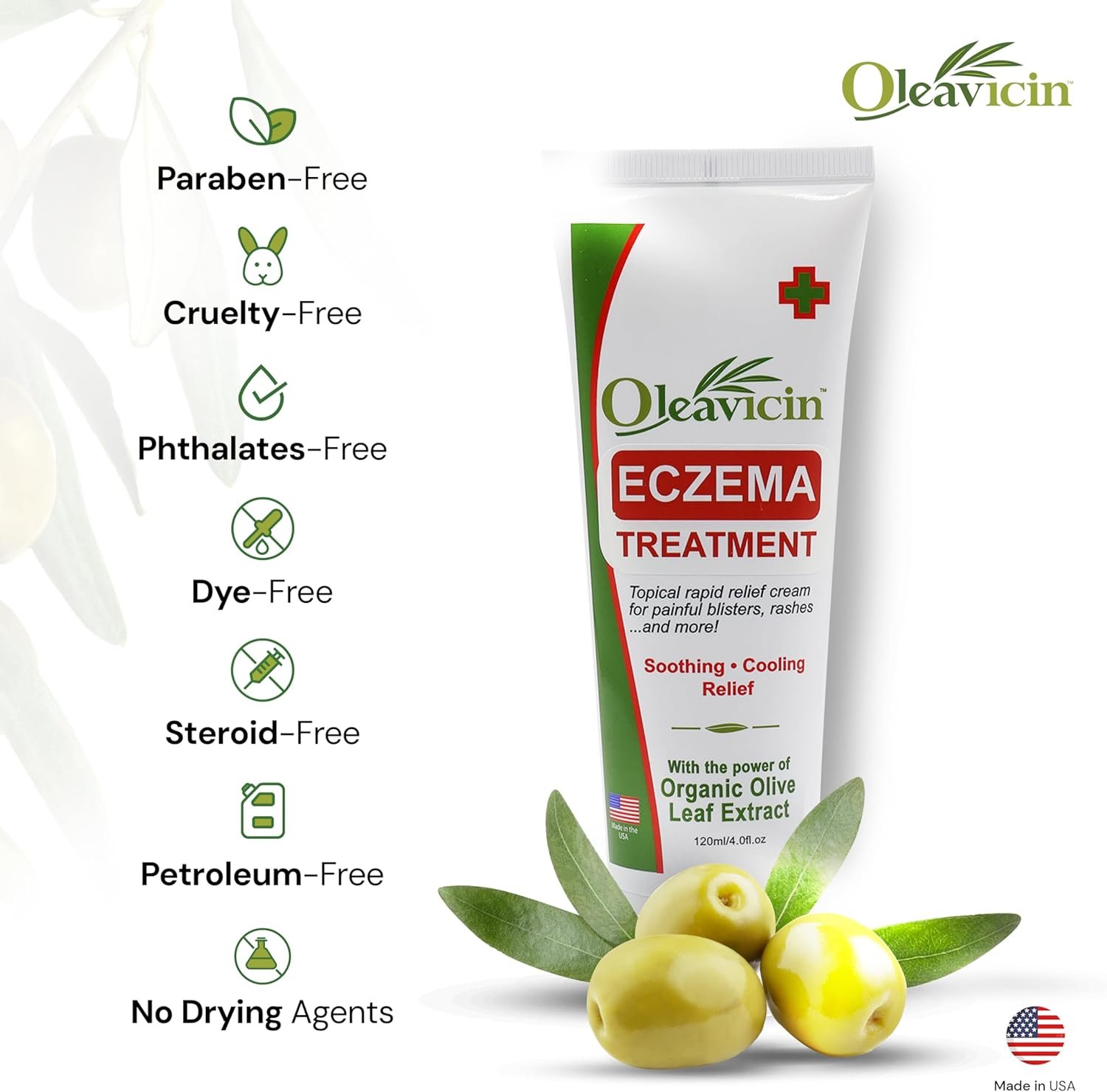 Oleavicin Creme de tratamento de eczema – livre de esteroides, extrato orgânico de folha de oliveira, calmante e hidratante para todos os tipos de pele, crianças e adultos 4 Oleavicin Creme de tratamento de eczema – livre de esteroides, extrato orgânico de folha de oliveira, calmante e hidratante para todos os tipos de pele, crianças e adultos - Imagem 4