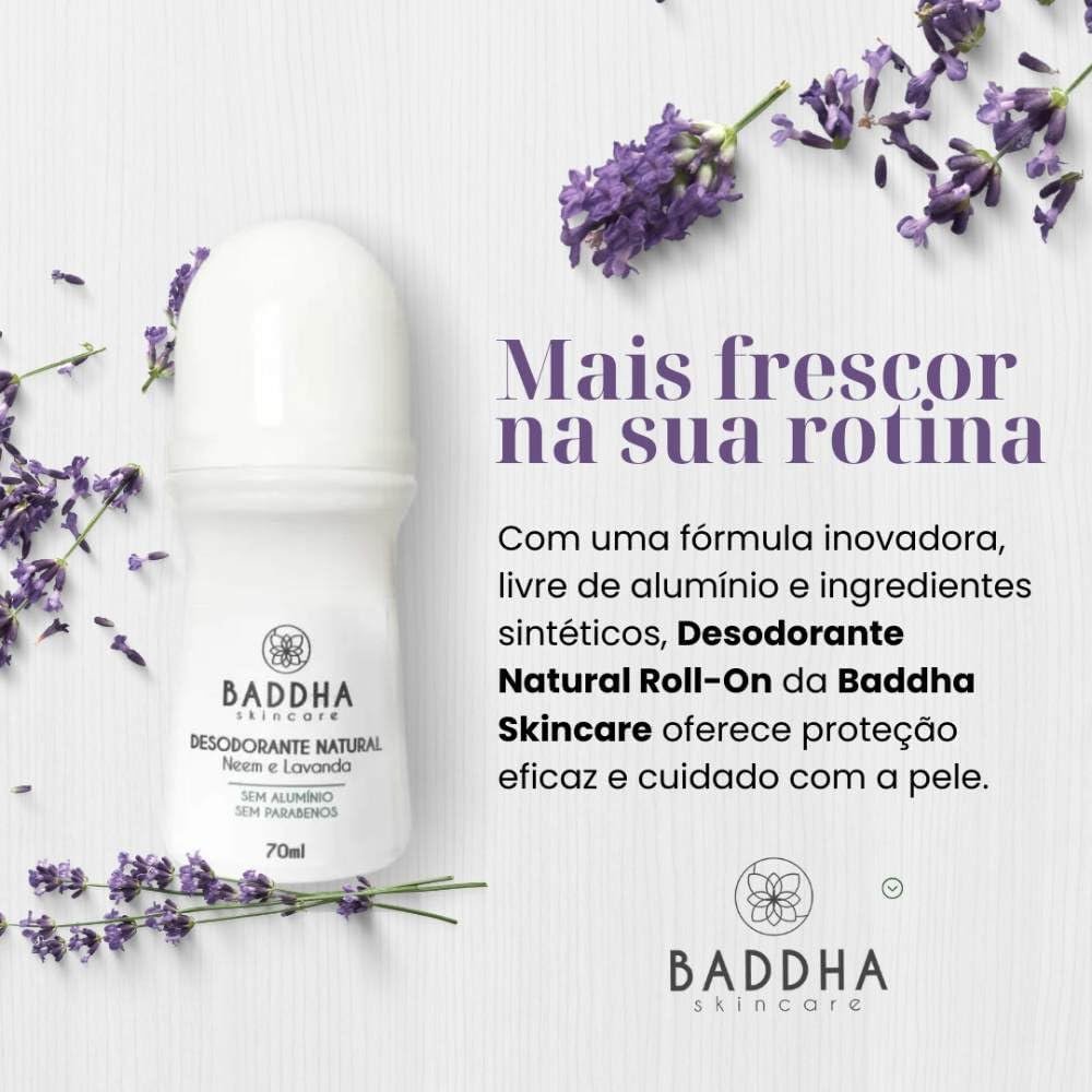 Baddha Skincare, Kit com 3 Desodorantes Natural Roll-On sem Alumínio, Vegano, com Neem e Lavanda- 3 Unidades 3 Baddha Skincare, Kit com 3 Desodorantes Natural Roll-On sem Alumínio, Vegano, com Neem e Lavanda- 3 Unidades - Imagem 3