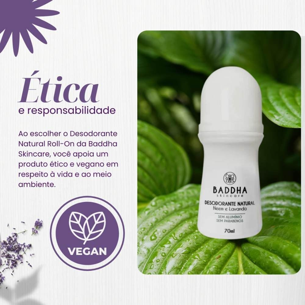 Baddha Skincare, Kit com 3 Desodorantes Natural Roll-On sem Alumínio, Vegano, com Neem e Lavanda- 3 Unidades 4 Baddha Skincare, Kit com 3 Desodorantes Natural Roll-On sem Alumínio, Vegano, com Neem e Lavanda- 3 Unidades - Imagem 4