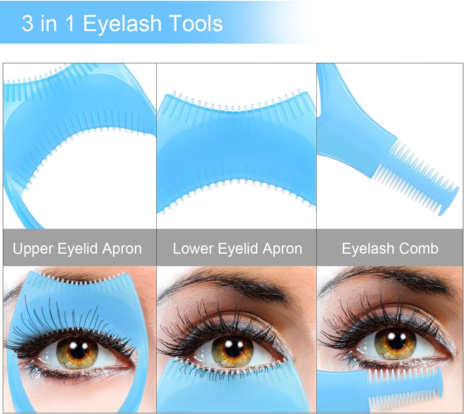 TecUnite 6 Peças 3 Em 1 Ferramentas para Cílios Rímel Protetor Aplicador Guarda Cílios Guia para Maquiagem, 3 Cores 3 TecUnite 6 Peças 3 Em 1 Ferramentas para Cílios Rímel Protetor Aplicador Guarda Cílios Guia para Maquiagem, 3 Cores - Imagem 3