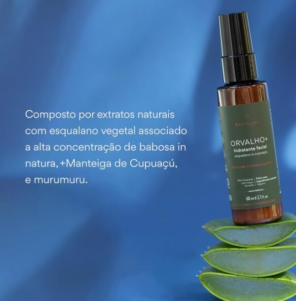 AHOALOE Hidratante Facial Orvalho - Babosa, Esqualano e Cupuaçu - Ingredientes Naturais - Revitalização e Hidratação Antioxidante - Para Todos os Tipos de Pele - 60ml - Imagem 6