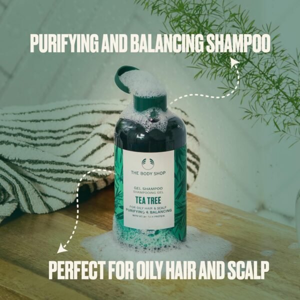The Body Shop Tea Tree Purifying & Balancing Shampoo for Oily Hair & Scalp, Vegan, 8.4 Fl Oz - Imagem 3