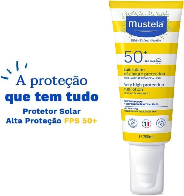 Mustela Solares Protetor Solar Fps 50+ 200 Ml - Filtro Solar Rosto E Corpo Para Bebês Crianças E Adultos - Alta Proteção Contra Raios Uva E Uvb Fórmula Hipoalergênica Para Todos Os Tipos - Imagem 3
