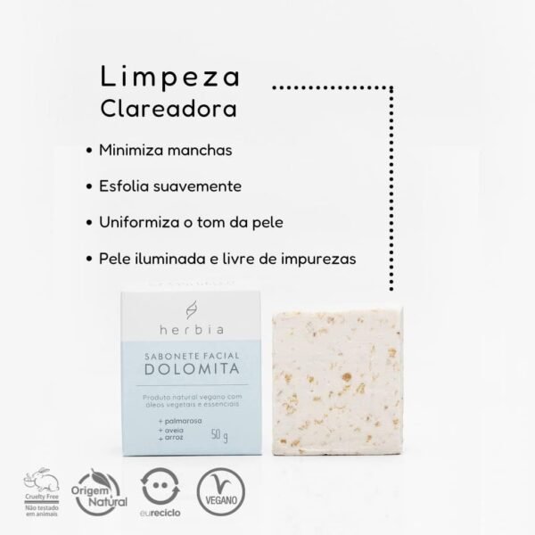 Herbia Sabonete Facial Dolomita Natural E Vegano - Imagem 2