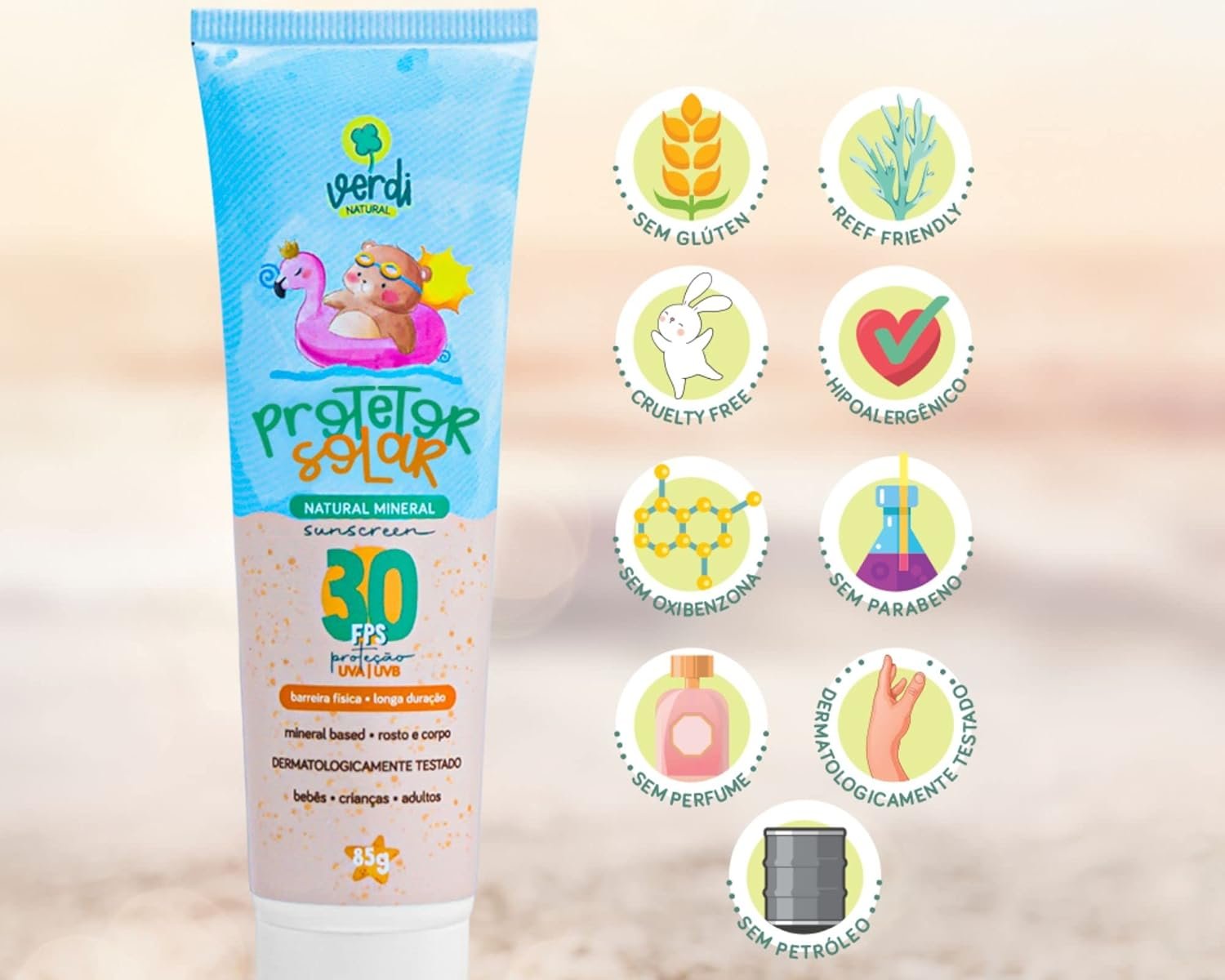 Protetor Solar Natural Físico Mineral Vegano Orgânico Bebê e Criança 2 Protetor Solar Natural Físico Mineral Vegano Orgânico Bebê e Criança - Imagem 2