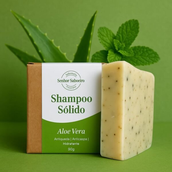 Shampoo em Barra Natural Senhor Saboeiro de Aloe Vera Hidratação Anti Queda Crescimento Capilar Cabelos Secos - Imagem 4