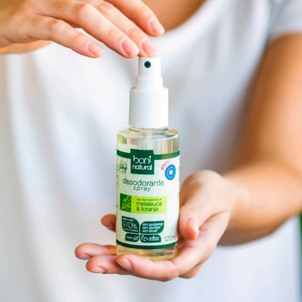 Desodorante Natural e Vegano com óleos essenciais de Melaleuca e Toranja, 24h de proteção, Sem Alumínio, Sem Parabeno, Boni Natural, Transparente - Imagem 3