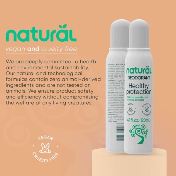 NATURAL Desodorante com Extratos de Camomila e Melissa - Proteção Saudável - Calmante e Refrescante - Sem Alumínio - Vegano - 120ml - Imagem 3