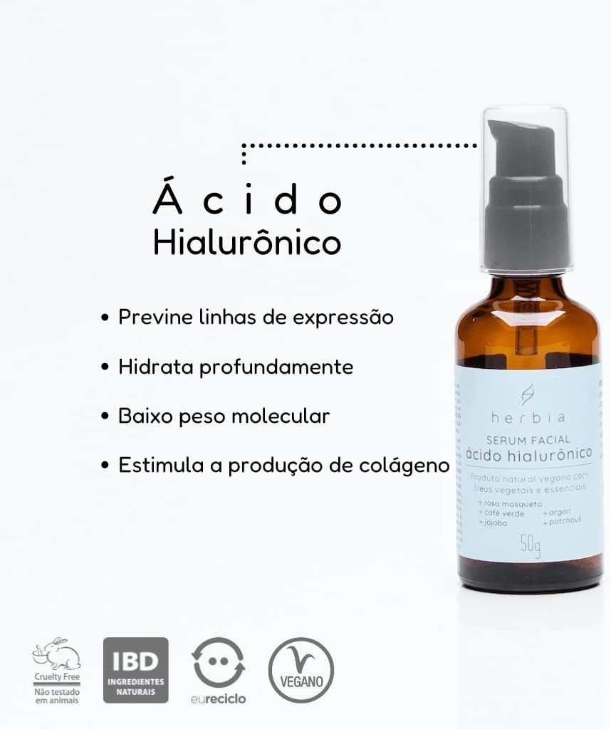 Herbia Sérum Facial Com Ácido Hialurônico Natural E Vegano 2 Herbia Sérum Facial Com Ácido Hialurônico Natural E Vegano - Imagem 2