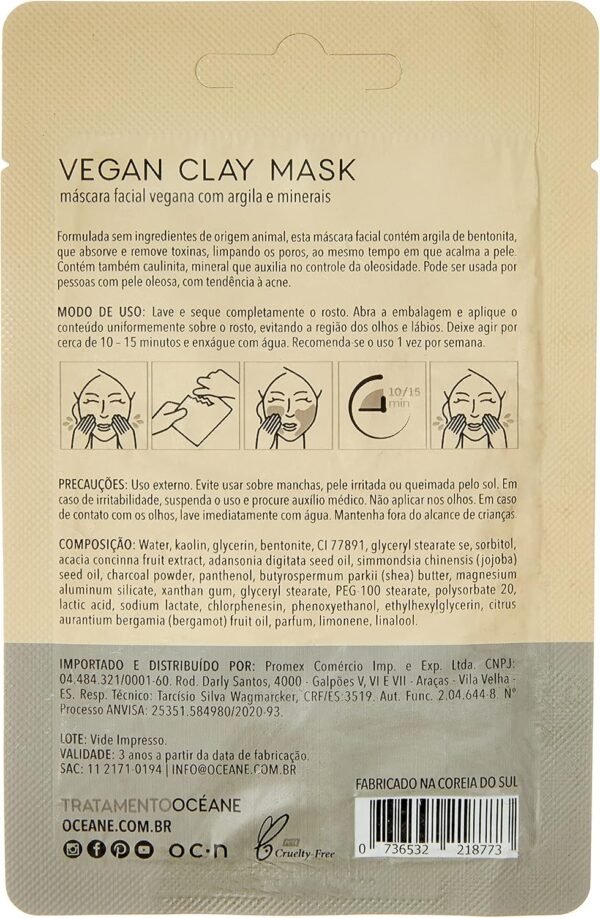 Máscara Facial Vegana, Vegan Clay Mask, Océane, Océane, Cinza - Imagem 2