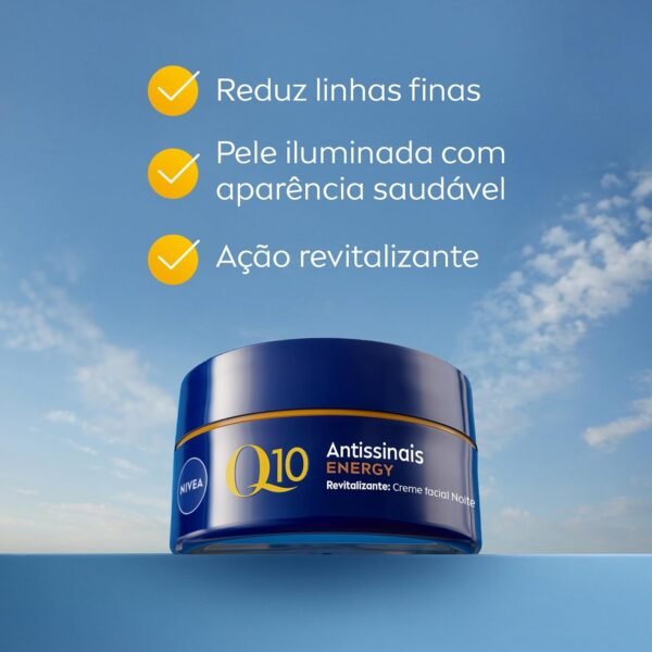 NIVEA Creme Facial Antissinais Q10 Energy Noite 50g - Creme que atua à noite para deixar sua pele iluminada, firme e com aparência mais jovem, resultados em 2 semanas - Imagem 4