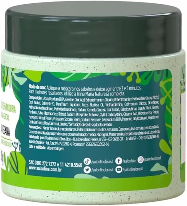 Salon Line, Máscara Capilar, Maria Natureza, Reconstrução Reparadora, CB2 e Queratina Vegetal, Vegana - Todos os Tipos de Cabelos, 200 g - Imagem 3