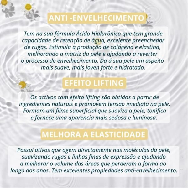 Serum Olhos + Ácido Hialurônico + Ativos com Efeito Lifting - 99% Ingredientes Naturais - Reduze rugas + atenua olheiras + Melhora a elasticidade – Textura ideal pre-maquiagem -15 ml - Imagem 3