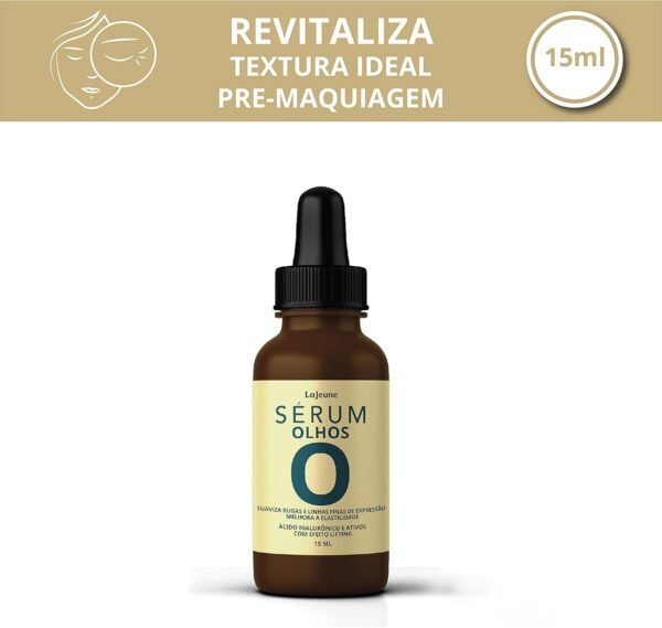 Serum Olhos + Ácido Hialurônico + Ativos com Efeito Lifting - 99% Ingredientes Naturais - Reduze rugas + atenua olheiras + Melhora a elasticidade – Textura ideal pre-maquiagem -15 ml - Imagem 5