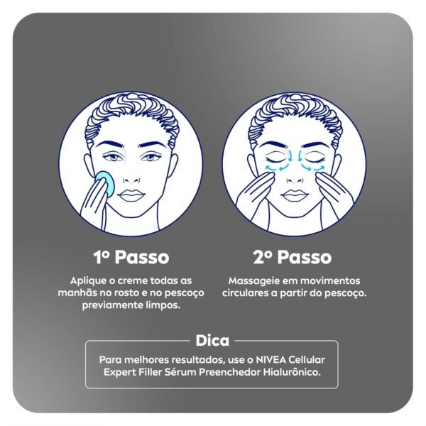 NIVEA Creme Facial Antissinais Cellular Filler Dia FPS 30 49g - Combate sinais de cansaço, reduz rugas e linhas de expressão promovendo firmeza e elasticidade na pele - Imagem 5