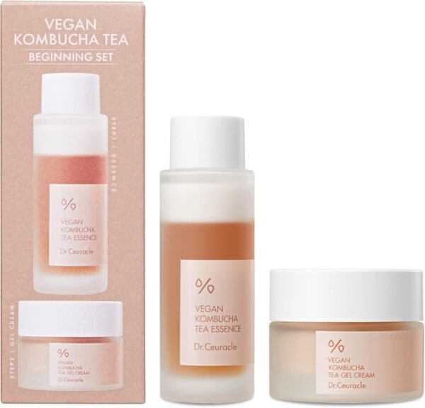 Dr.Ceuracle Vegan Kombucha Tea Beginning Set - Kombucha coreano Skincare Essência de tônico leitoso e creme gel para viagem conjunto tamanho mini - Imagem 4