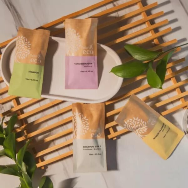 Kit 100 Shampoo E Condicionador 15ml Ecologico Vegano Hotel Motel Pousada Spa - Imagem 3